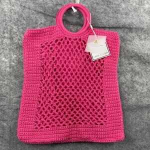 Shiraleah Chicago Bag Pink Jezabelle Tote Purse Crochet Knit Lined Beach NEW